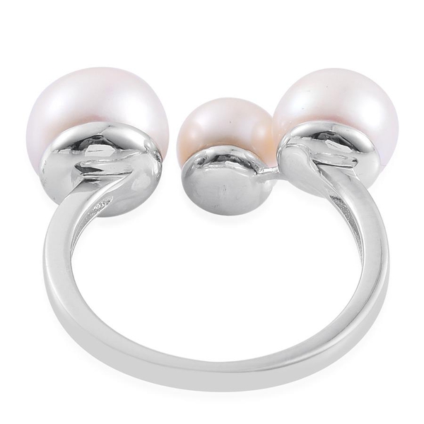 Fresh Water Pearl (Rnd 4.75 Ct) Ring in Platinum Overlay Sterling Silver 9.250 Ct.