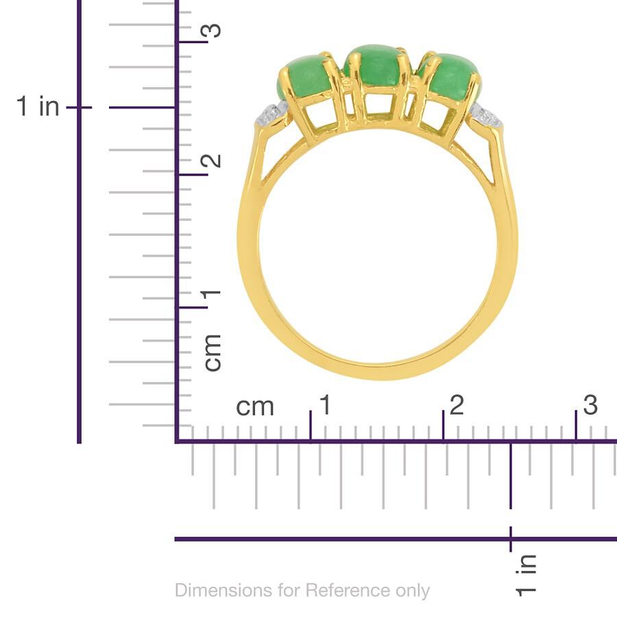 Enhanced Green Jade (Ovl) Diamond Ring in 14K Gold Overlay Sterling Silver  2.020 Ct.