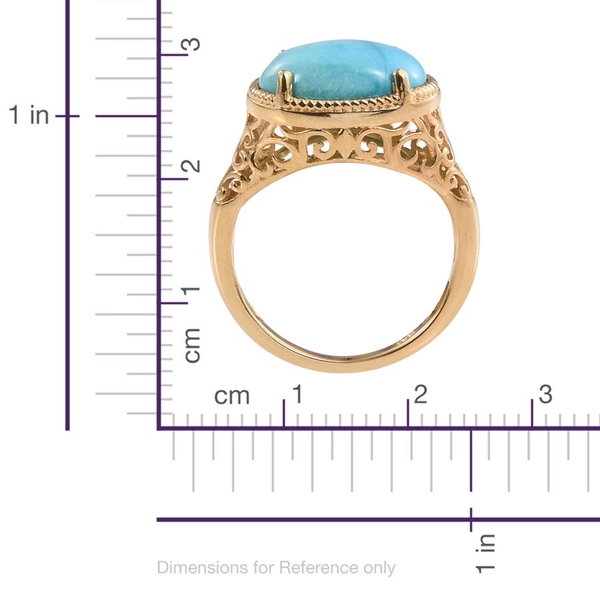 Turquoise (Ovl) Solitaire Ring in ION Plated 18K Yellow Gold Bond 4.500 Ct.