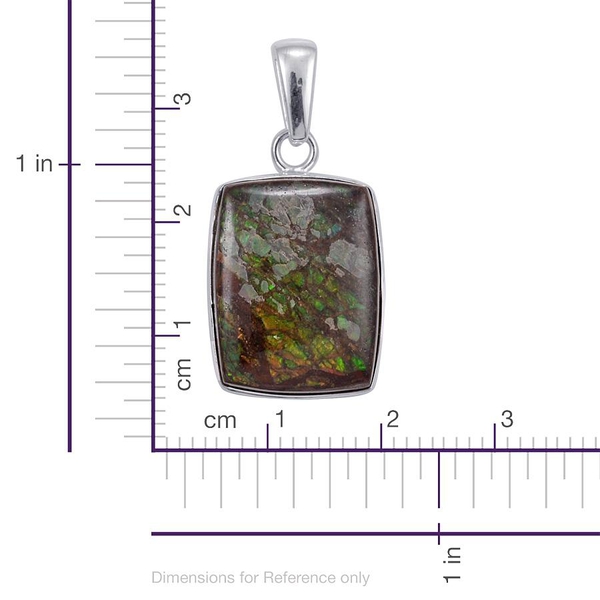 Jewels of India Ammolite Solitaire Pendant in Sterling Silver 18.190 Ct.