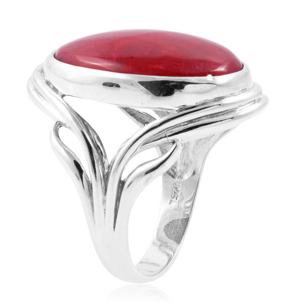 Royal Bali Collection - Sponge Coral (Ovl) Ring in Sterling Silver, Silver wt 6.67 Gms