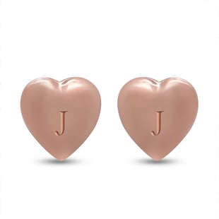 Personalised Engravable 9K Rose Gold Initial Heart Shape Stud Earrings (With Push Back)