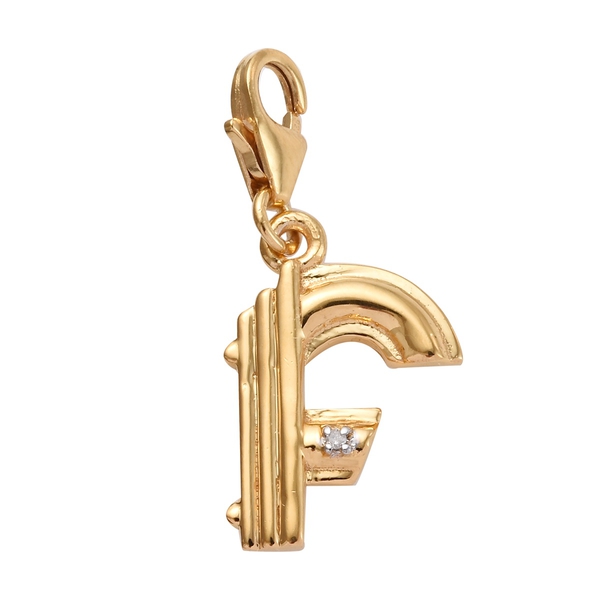 Diamond (Rnd) Initial F Charm in 14K Gold Overlay Sterling Silver