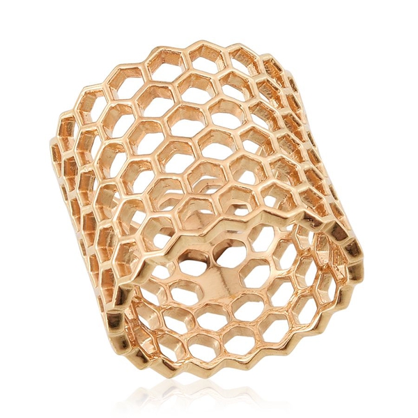 14K Gold Overlay Sterling Silver Honey Comb Ring, Silver wt 6.00 Gms.