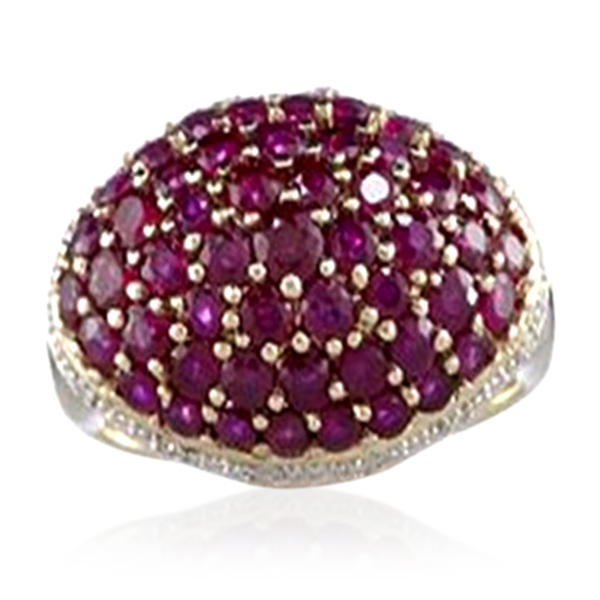 Ruby (Rnd) Cluster Ring in 14K Gold Overlay Sterling Silver 2.500 Ct.
