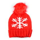Chenille Cable 100% Acrylic Snowflake Knitted Hat - Red