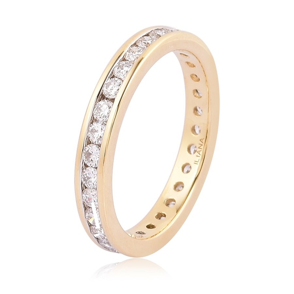 ILIANA 18K Y Gold IGI Certified Diamond (Rnd) (SI- G-H) Full Eternity Band Ring 1.000 Ct.