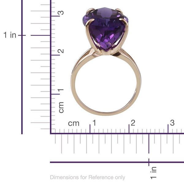 9K Y Gold Zambian Amethyst (Pear) Solitaire Ring 21.500 Ct.