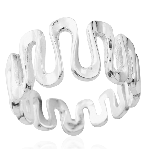 Designer Inspired-Sterling Silver Wavy Ring, Silver wt 5.40 Gms