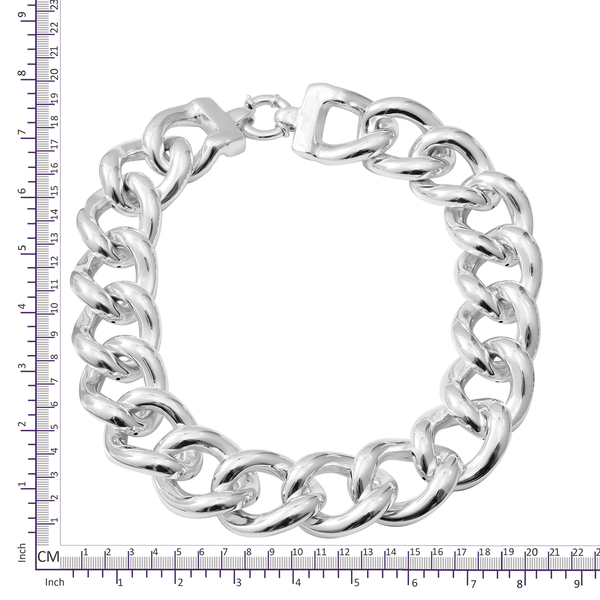 Close Out Deal-Rhodium Overlay Sterling Silver Curb Link Necklace (Size 20), Silver wt 56.00 Gms.