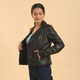 LA MAREY 100% Genuine Leather Lapel Collar Jacket (Size L-14) - Black