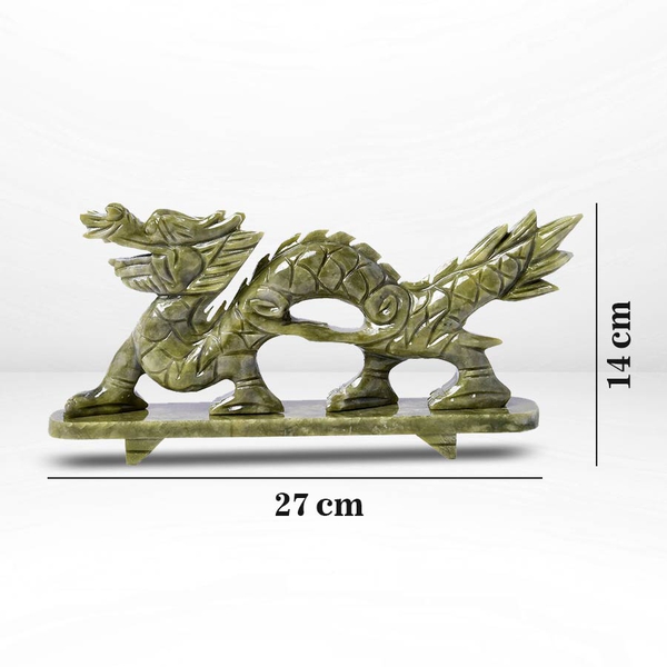 Handcrafted Decorative Chinese Style Walking Dragon Figurine (Size 26X11X5 Cm) - Green Serpentine