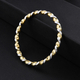 Hatton Garden Close Out Deal- 9K Yellow and White Gold Bangle (Size 7.5), Gold Wt. 7.40 Gms