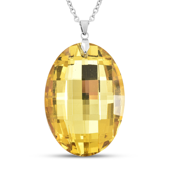 Simulated Yellow Sapphire Pendant with Chain (Size 24)