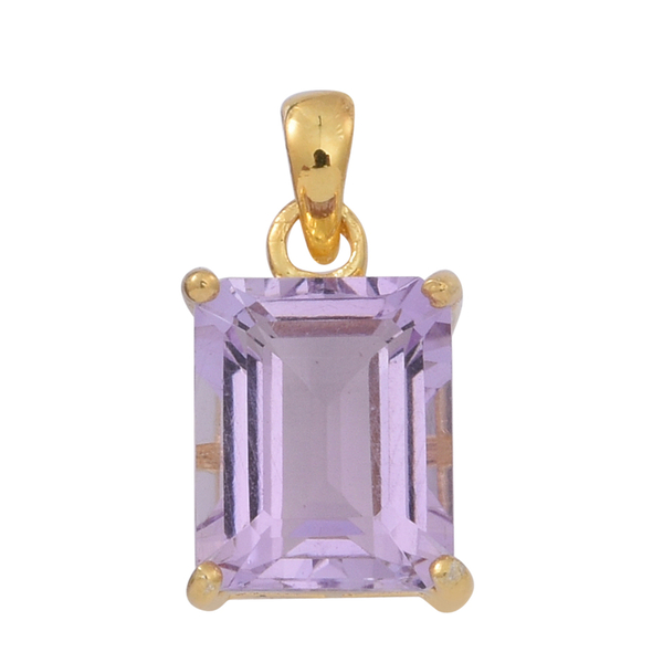 AA Rose De France Amethyst (Oct) Solitaire Pendant in 14K Gold Overlay Sterling Silver 4.500 Ct.