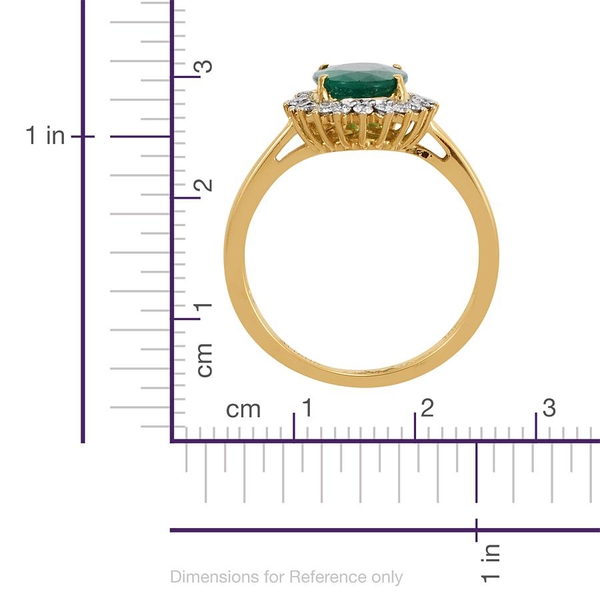 ILIANA 18K Y Gold Zambian Emerald (Ovl 1.90 Ct), Diamond Ring 2.150 Ct.
