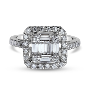 Moissanite Ring in Rhodium Overlay Sterling Silver 1.14 Ct.