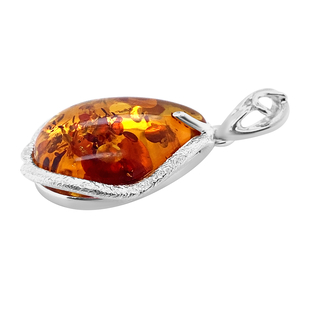 Baltic Amber Pendant in Sterling Silver, Silver Wt. 5.70 Gms