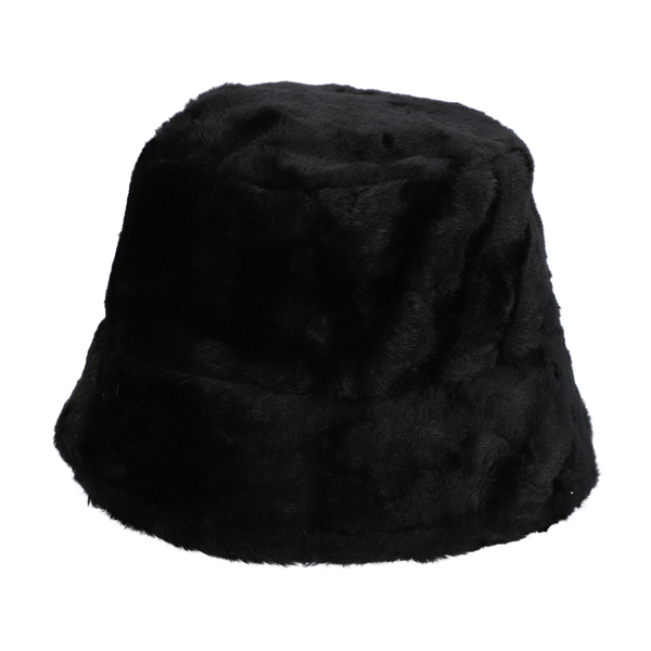 Faux Fur Hat (Size 35x25cm) - Black