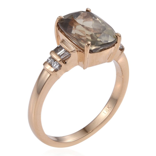 ILIANA 18K Y Gold Turkizite (Cush 4.55 Ct), Diamond Ring 4.750 Ct.