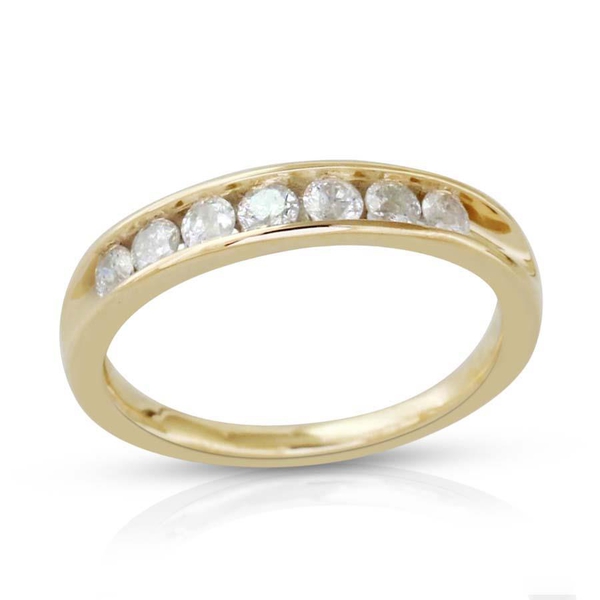 9K Y Gold SGL Certified Diamond (Rnd) (I3/ G-H) Half Eternity Band Ring 0.500 Ct.