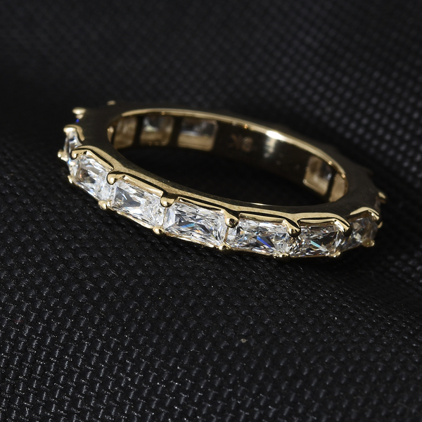 Lustro Stella - 9K Yellow Gold (Bgt) Full Eternity Band Ring Made with Finest CZ 3.30 Ct