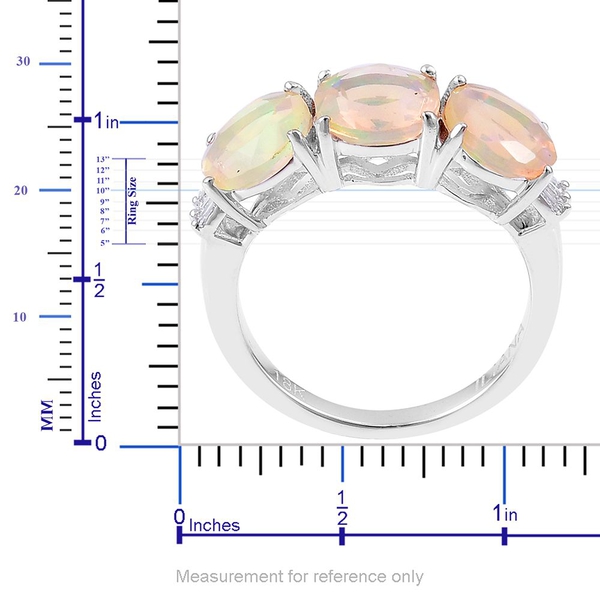 ILIANA 18K White Gold AAA Ethiopian Welo Opal (Rnd), Diamond (SI/G-H) Ring 2.500 Ct.