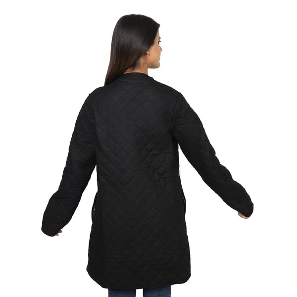 Handmade Printed Reversible Quilted Jacket in Black - Size S (8-10 )