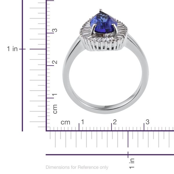 RHAPSODY 950 Platinum AAAA Tanzanite Pear 2 Carat, Diamond Engagement Ring 2.900 Ct. with VS E-F Diamonds.