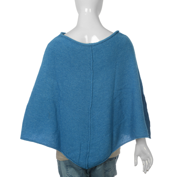 80% Wool Blue Colour Poncho (Size-20, 56x116cm) Large