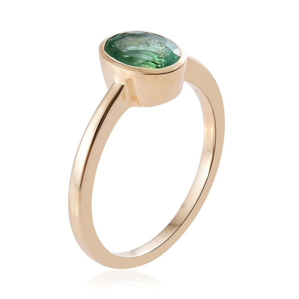 One Time Deal - 9K Y Gold AAA Boyaca Colombian Emerald (Ovl) Solitaire Ring 1.000 Ct.