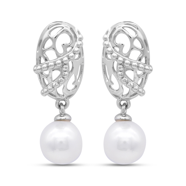 RACHEL GALLEY Lustre Collection- Edison Pearl Earrings (with Push Back) in Rhodium Overlay Sterling 