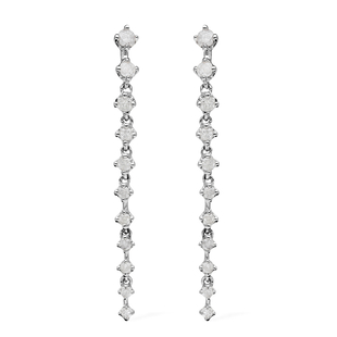9K White Gold SGL Certified Diamond( I3/G-H) Dangling Earrings With Push Back 1.08 Ct.