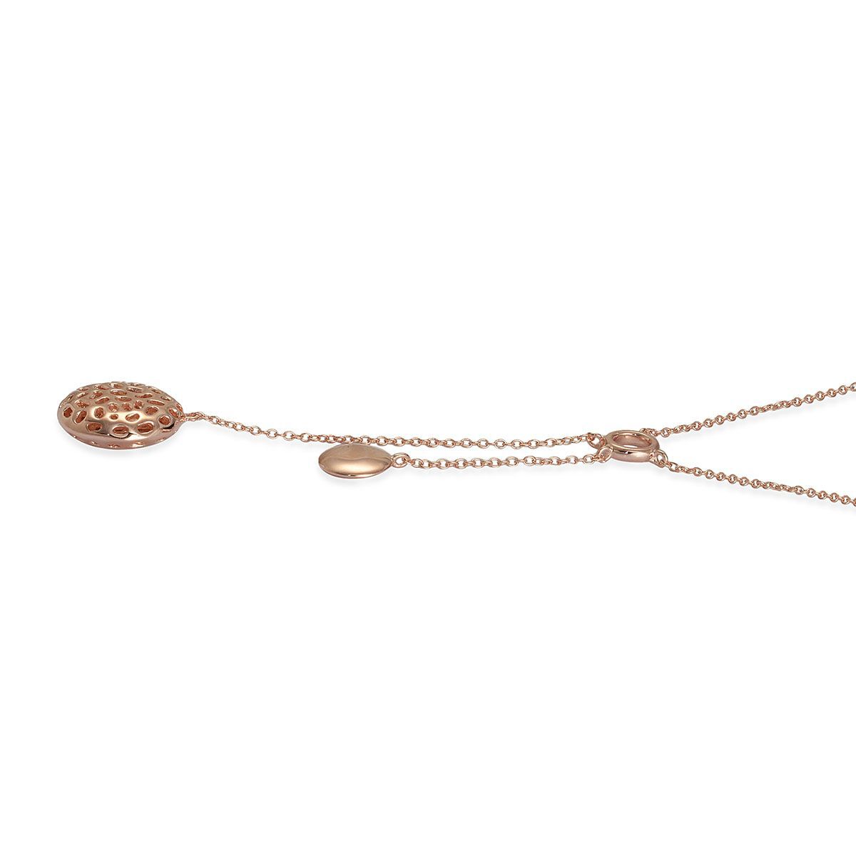 RACHEL GALLEY Rose Gold Overlay Sterling Silver Memento Disc Double Drop Necklace (Size 18), Silver wt 5.90 Gms.