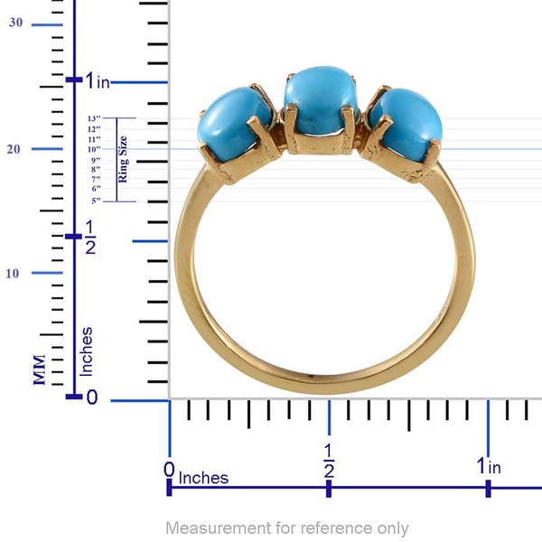 Arizona Sleeping Beauty Turquoise Trilogy Ring in 14K Gold Overlay Sterling Silver 2.000 Ct.