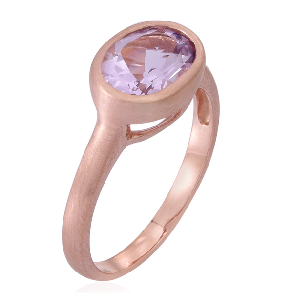 Rose De France Amethyst (Ovl) Solitaire Ring in Rose Gold Overlay Sterling Silver 2.500 Ct.
