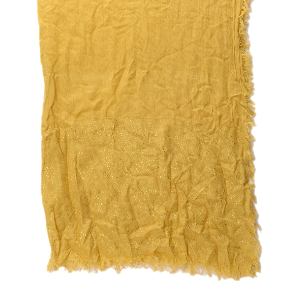 Yellow Colour Scarf with Golden Design at Bottom (Size 185x95 Cm)
