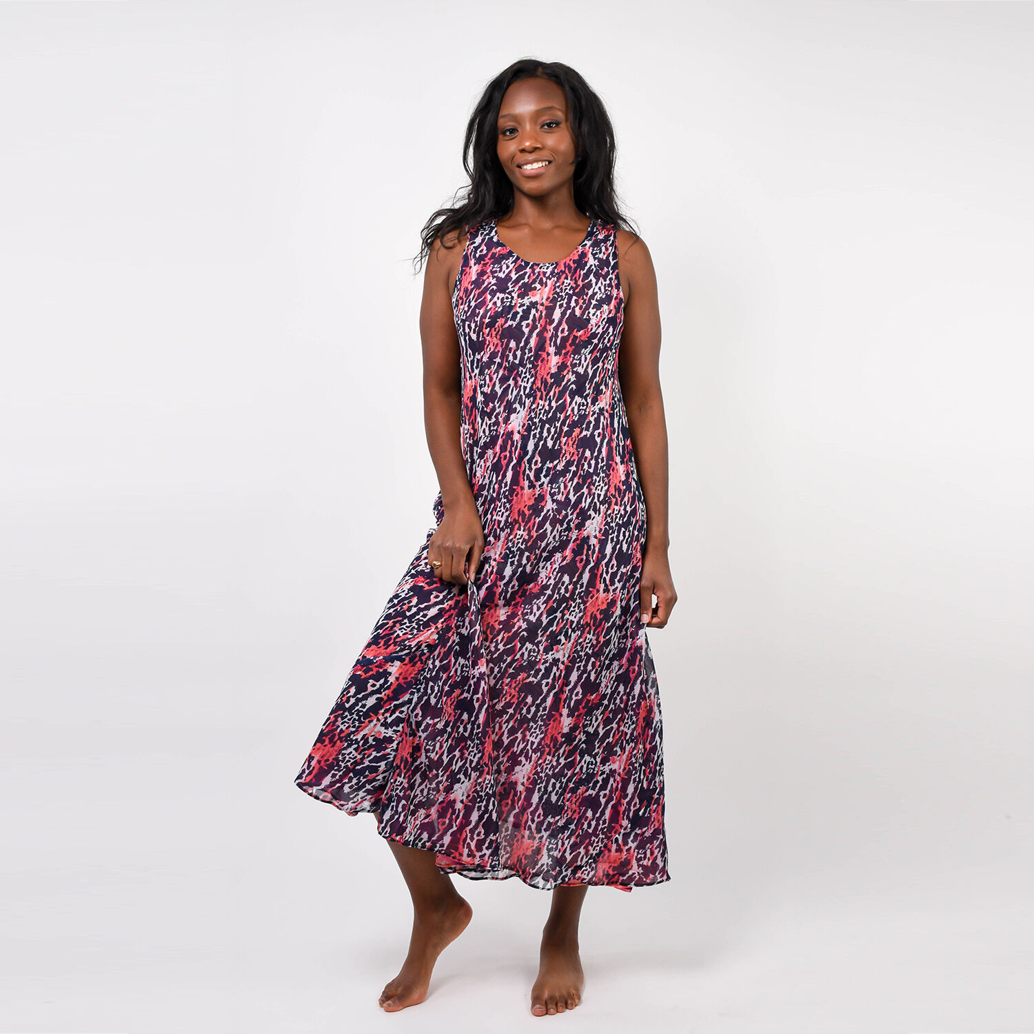 Reversible printed Midi dress