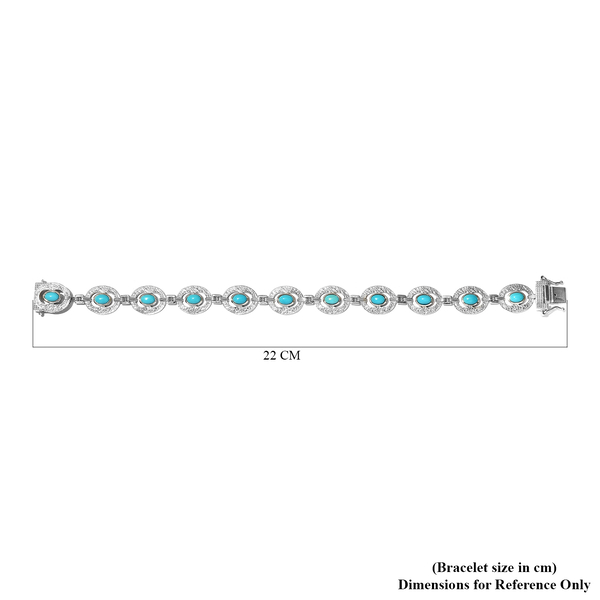 Arizona Sleeping Beauty Turquoise Bracelet (Size - 7) with Clasp in Platinum Overlay Sterling Silver 3.96 Ct, Silver wt. 15.42 Gms