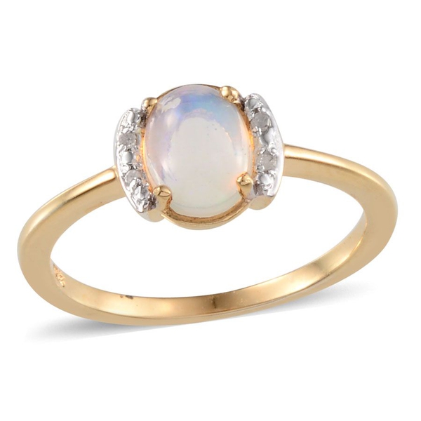 Ethiopian Welo Opal (Ovl 0.75 Ct), Diamond Ring in 14K Gold Overlay Sterling Silver 0.770 Ct.