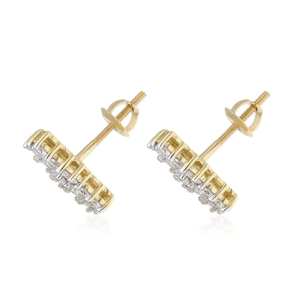 ILIANA 18K Yellow Gold IGI Certified (SI/G-H) Diamond (Bgt and Rnd) Earrings (with Screw Back) 1.00 Ct.