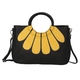 100% Genuine Leather Satchel Bag with Detacheable Shoulder Strap- Black Patels Yellow