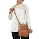 100% Genuine Leather Crossbody Bag with Adjustable Leather Shoulder Strap (Size 23x17 Cm) - Tan