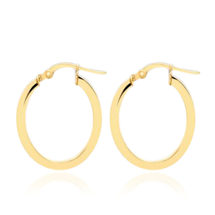 Hatton Garden Close Out Deal- 9K Yellow Gold Oval Creole Earrings (with Clasp)