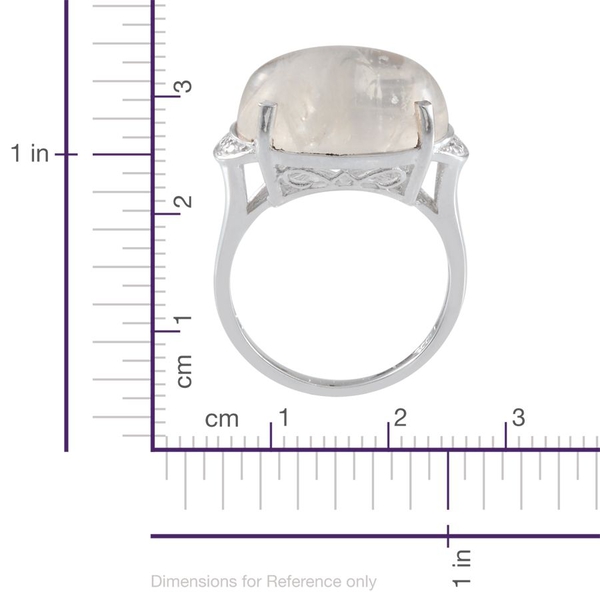 Ceylon Rainbow Moonstone (Ovl 13.25 Ct), Diamond Ring in Platinum Overlay Sterling Silver 13.260 Ct.