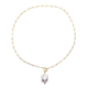 Freshwater Pearl Paperclip Pendant With Chain (Size - 18) With T-Bar Clasp in Yellow Gold Overlay St