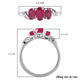 African Ruby (FF) 3 Stone Ring in Platinum Overlay Sterling Silver 1.35 Ct.