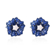 Lustro Stella - Simulated Blue Sapphire and Simulated Diamond Floral Stud Earrings (with Push Back) 