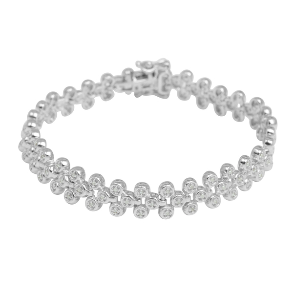 Diamond (Rnd) Bracelet (Size 7) in Platinum Overlay Sterling Silver 0.500 Ct.