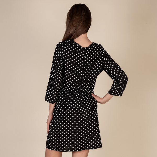 TAMSY 100% Viscose Polka Dot Pattern Plum Dress (Size XXL,24-26) - Black